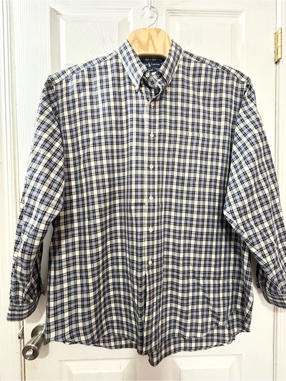 Ralph Lauren Blake Plaid Button Down Shirt Men’s S Blue White Cotton